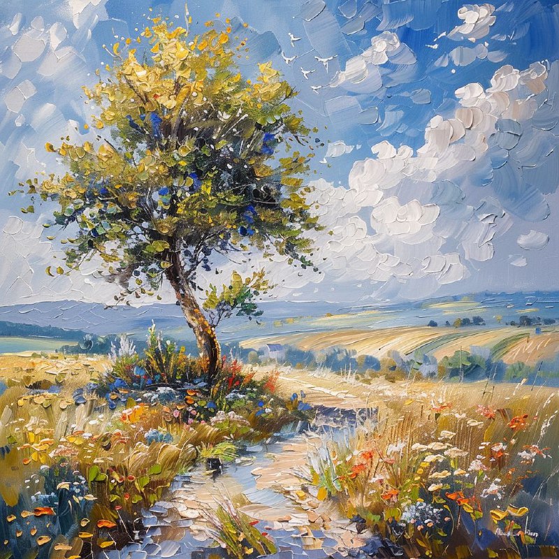 Summer Landscape in Gray and Dark Gold Neoplasticism