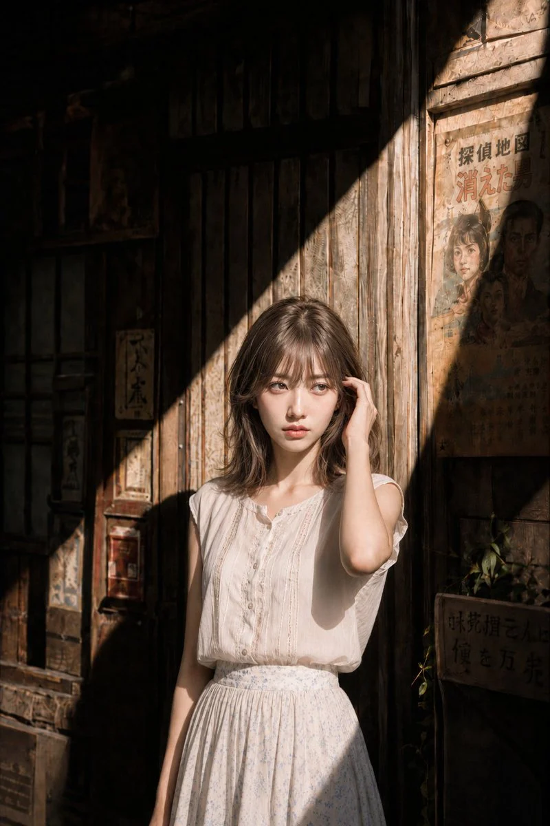 Japanese Alley Light Shadow Portrait