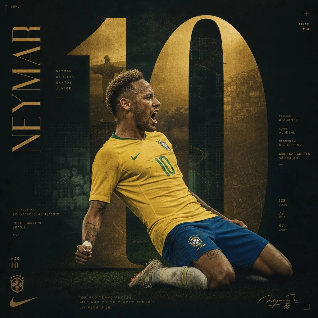 Neymar Gold Typography Poster