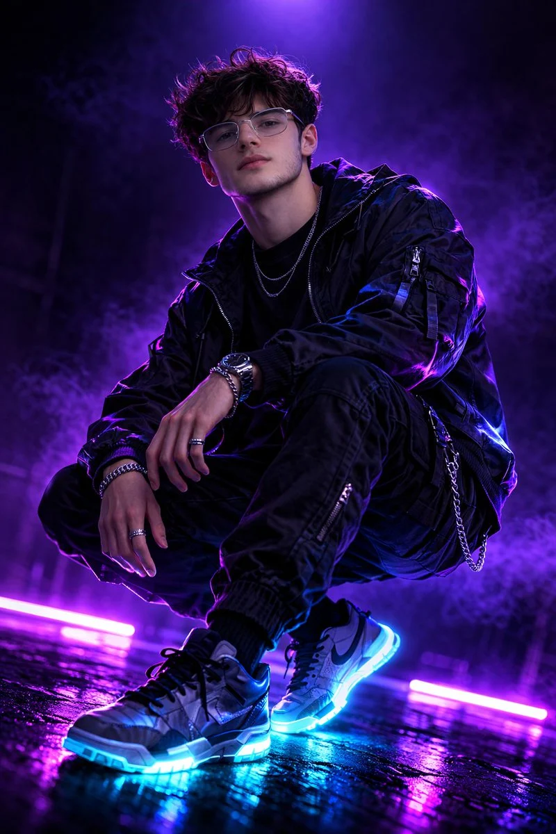 Cyberpunk Neon Male Model Shoot