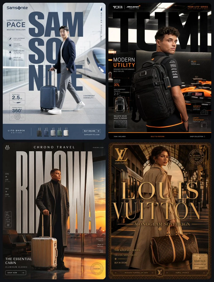 Luxury Luggage Celebrity Campaign Posters