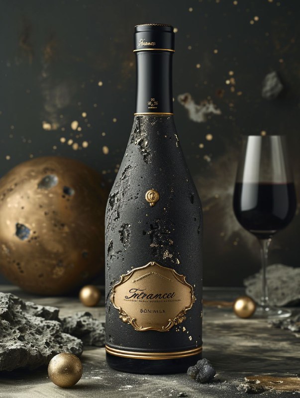 Luxury Concrete White Wine Bottle With Gold Highlights