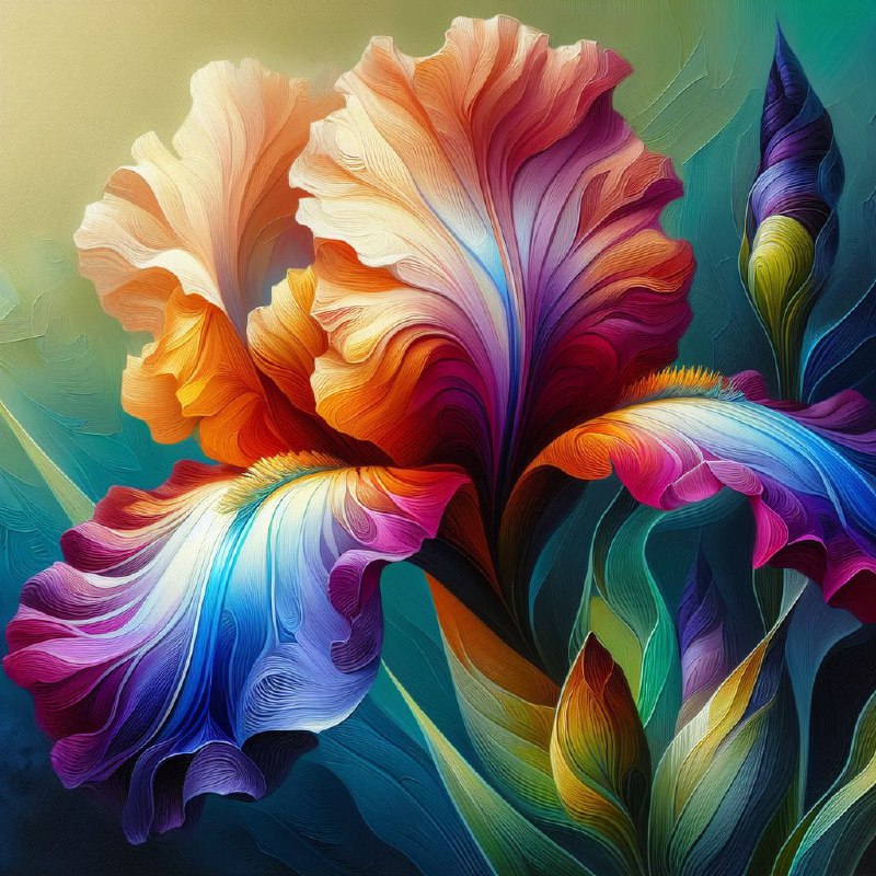 Vivid Iris Painting in Modern Figurative Realism