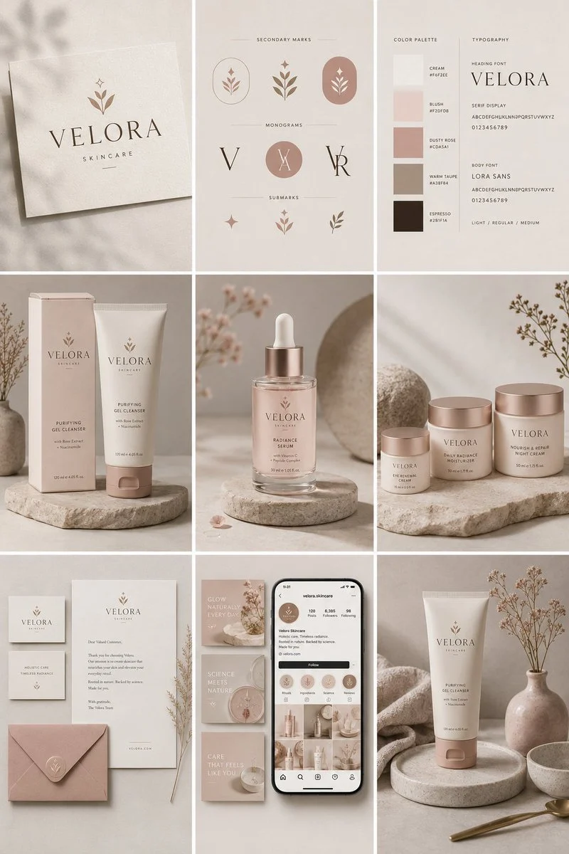 VELORA Luxury Skincare Brand Identity