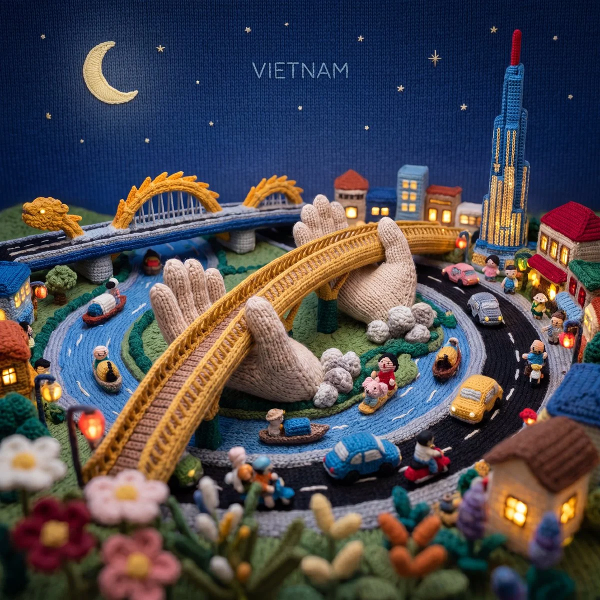 Knitted Miniature Yarn City
