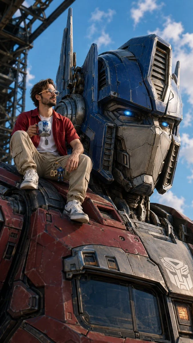 Coffee on Optimus Prime's Shoulder