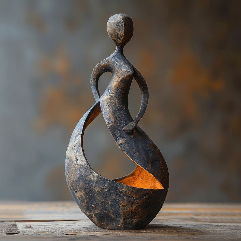 Minimalist Brass Figure Sculpture With Retro Feel