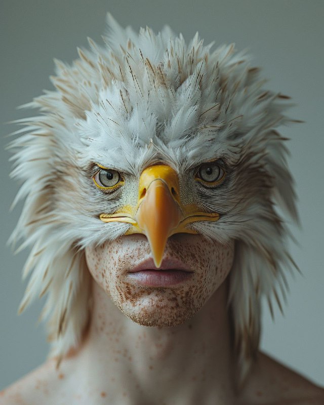Bald Eagle Human Hybrid Fashion Studio Portrait