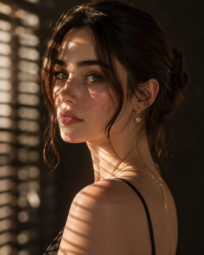 Hyper-Realistic Fashion Portrait In Golden Light