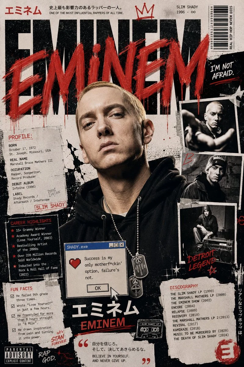 Eminem Japanese Street Art Poster