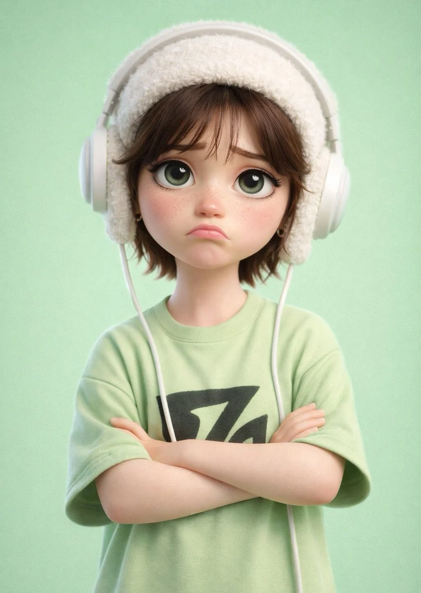 Sad Pouty 3D Cartoon Boy