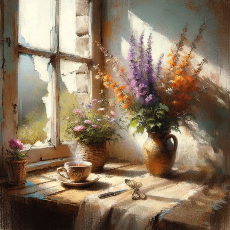 Rustic Light and Whimsical Tea Scene