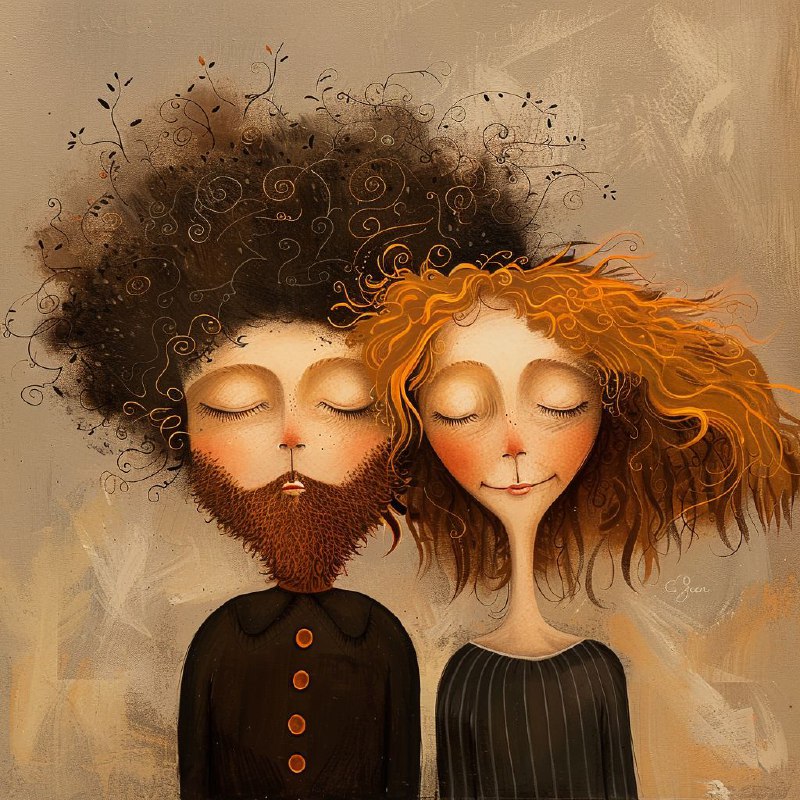 Tender Happy Couple Textured Matte Character Portrait