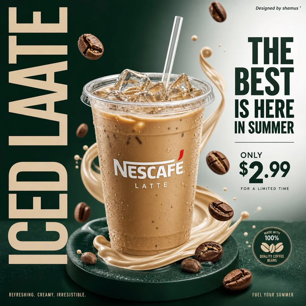 Iced Latte Summer Poster