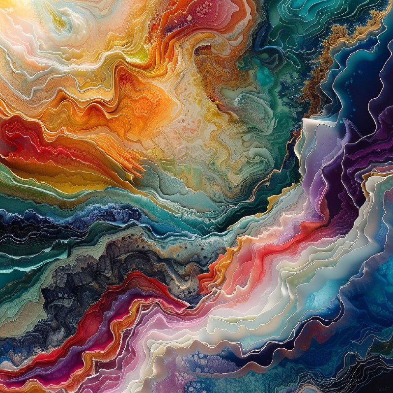 Hypnotic Swirling Paint Waves Abstract Artwork