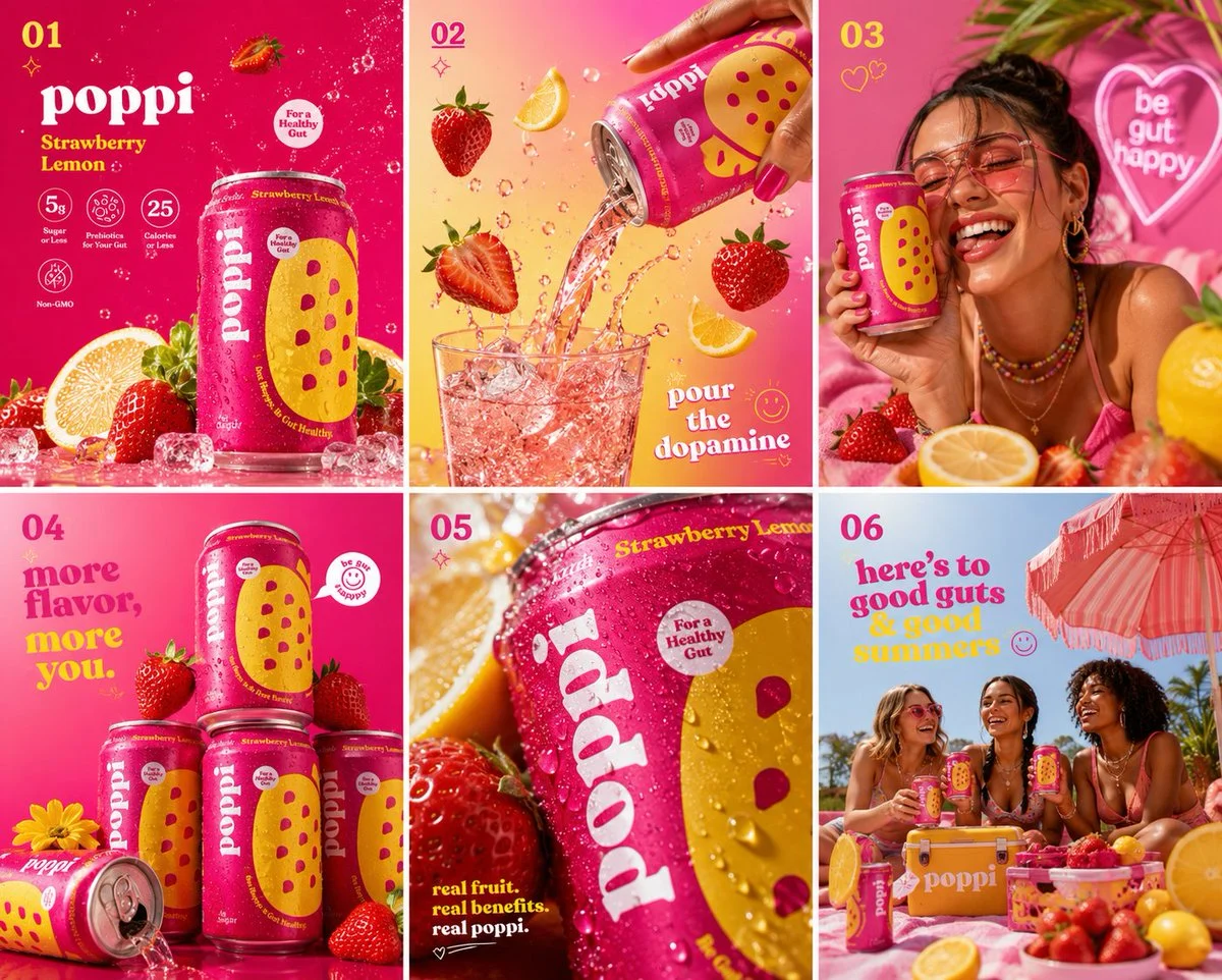 Vibrant Strawberry Lemon Soda Ad