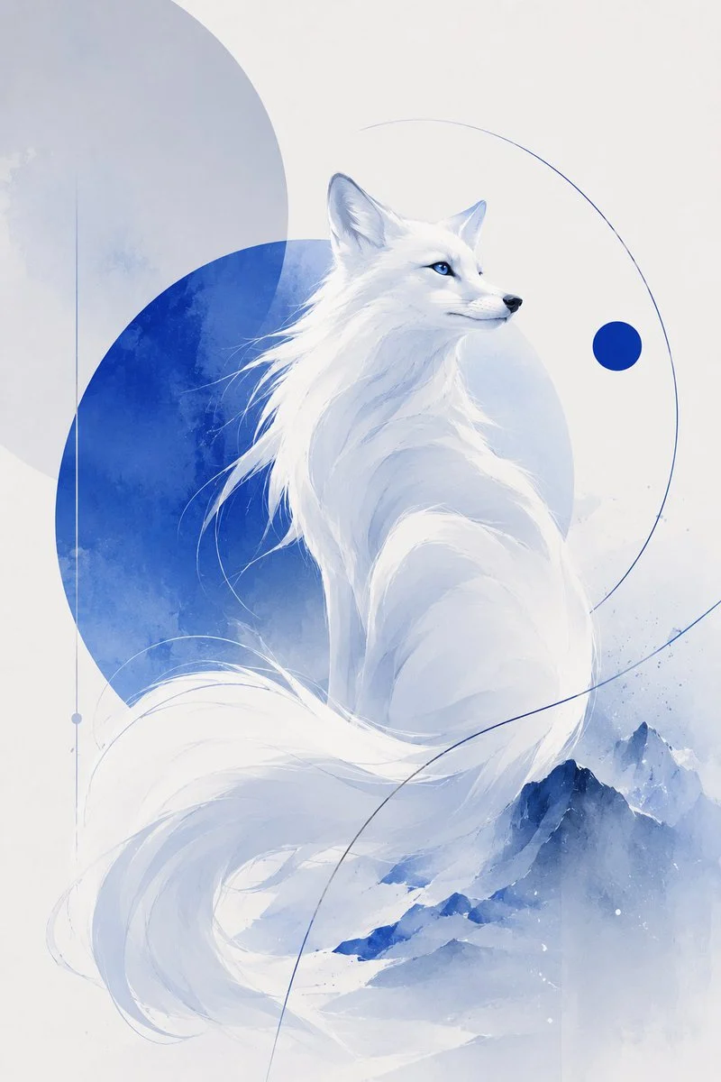 Minimalist Blue Editorial Illustration