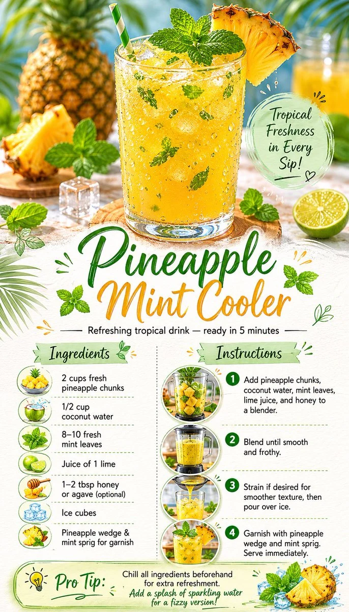 Pineapple Mint Cooler Recipe Card