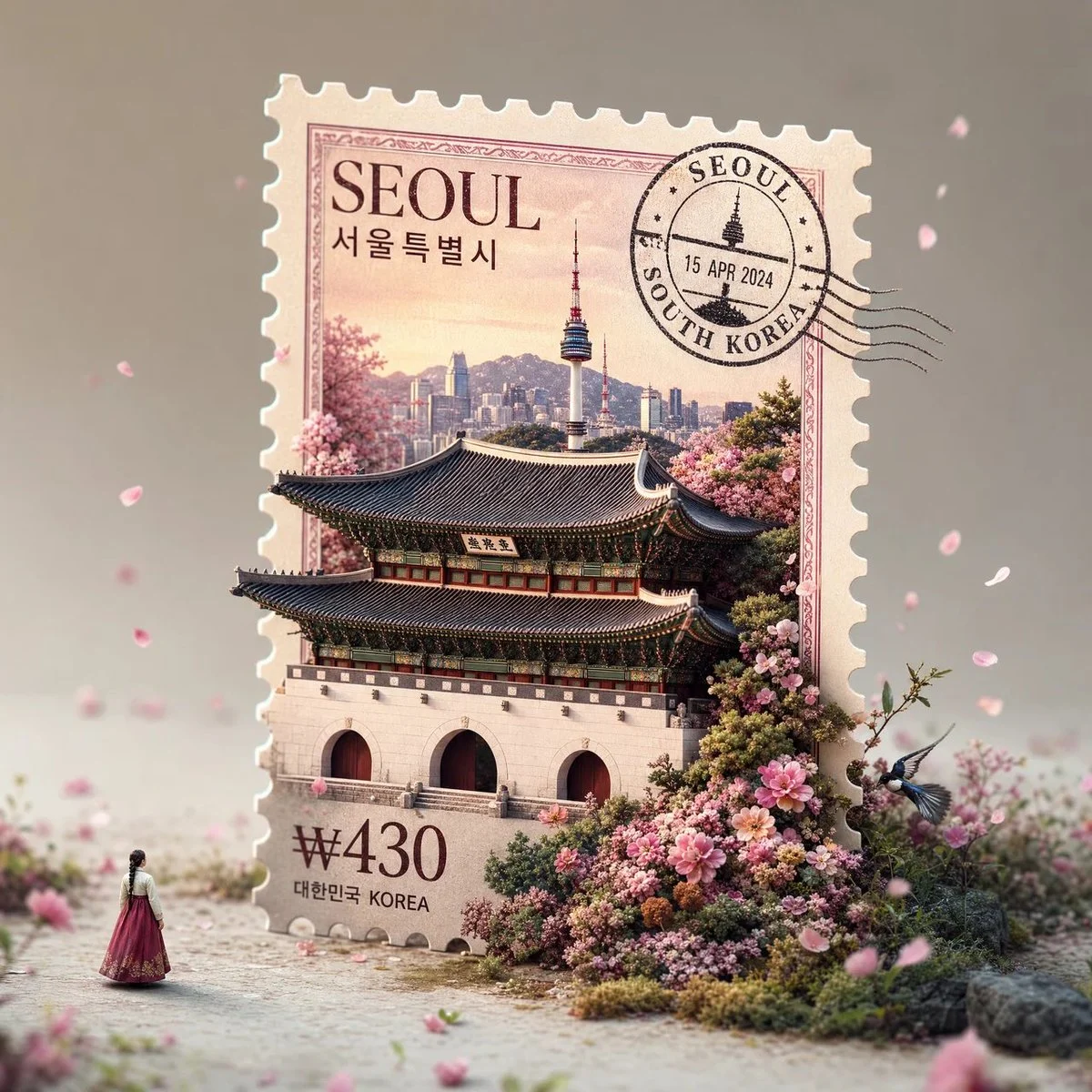 Giant 3D Vintage Stamp Macro