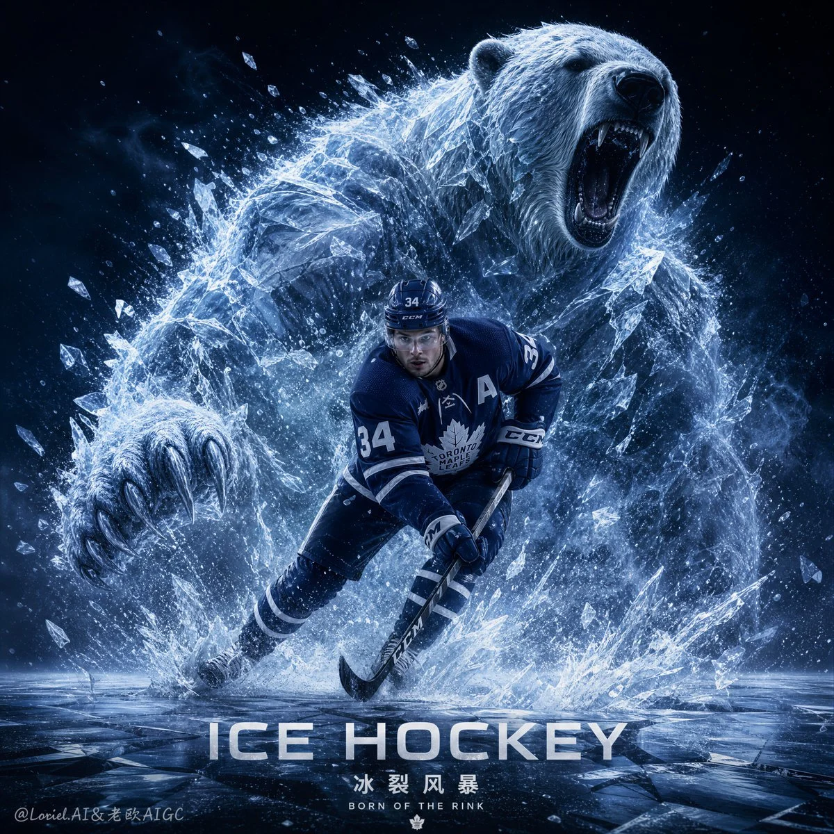 Ice Fracture Storm Hockey Poster