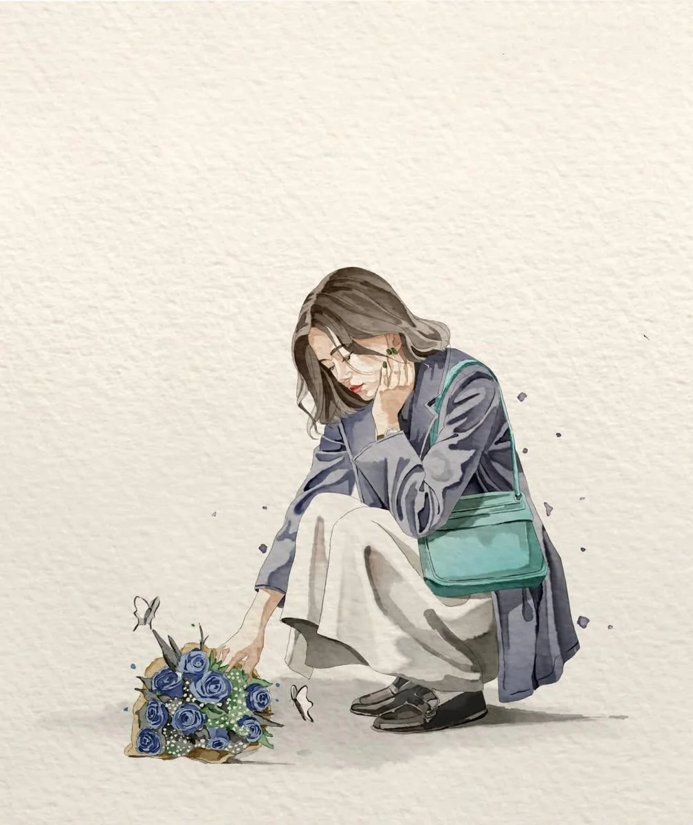 Minimalist Watercolor Girl Illustration