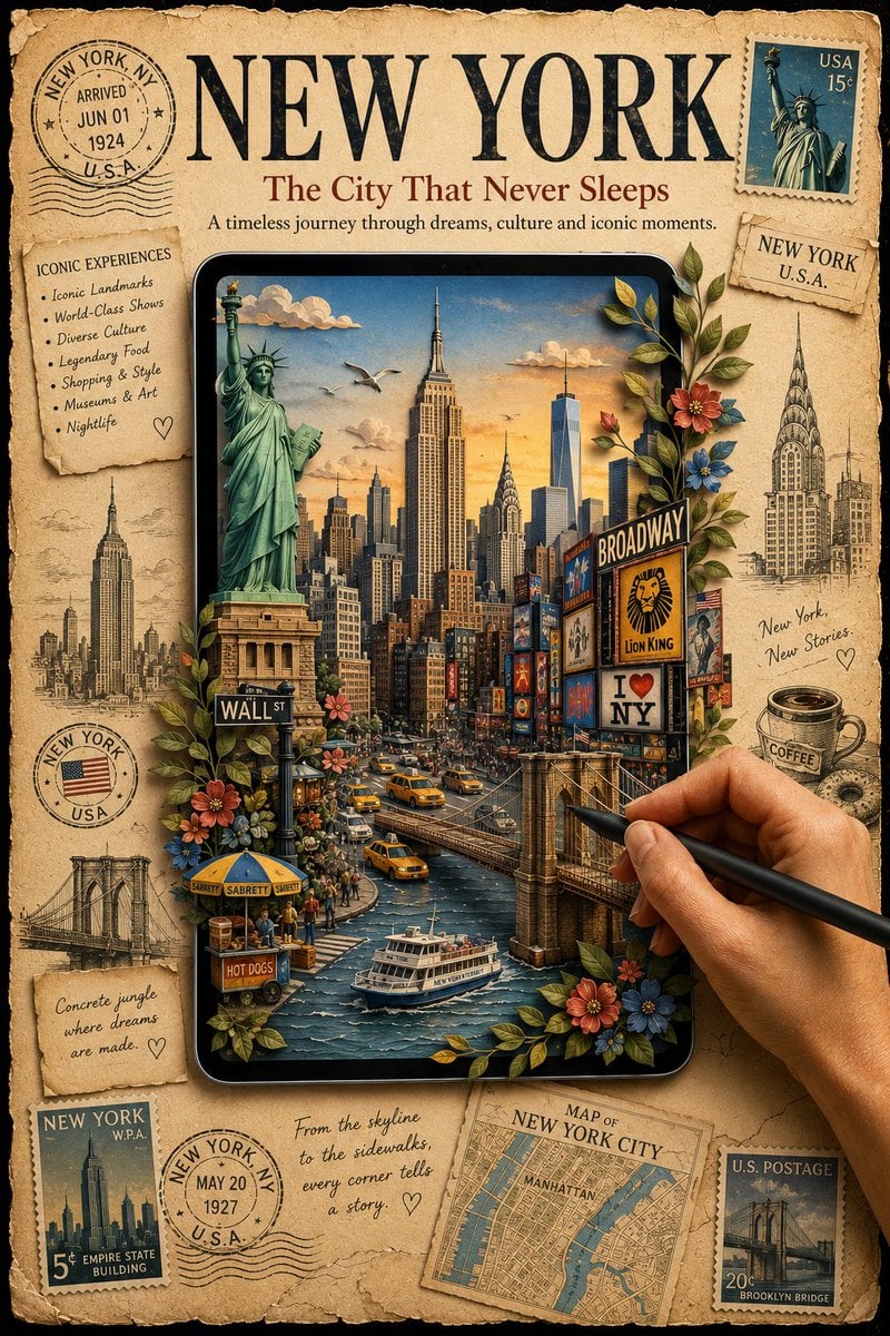 Vintage Travel Poster Papercraft