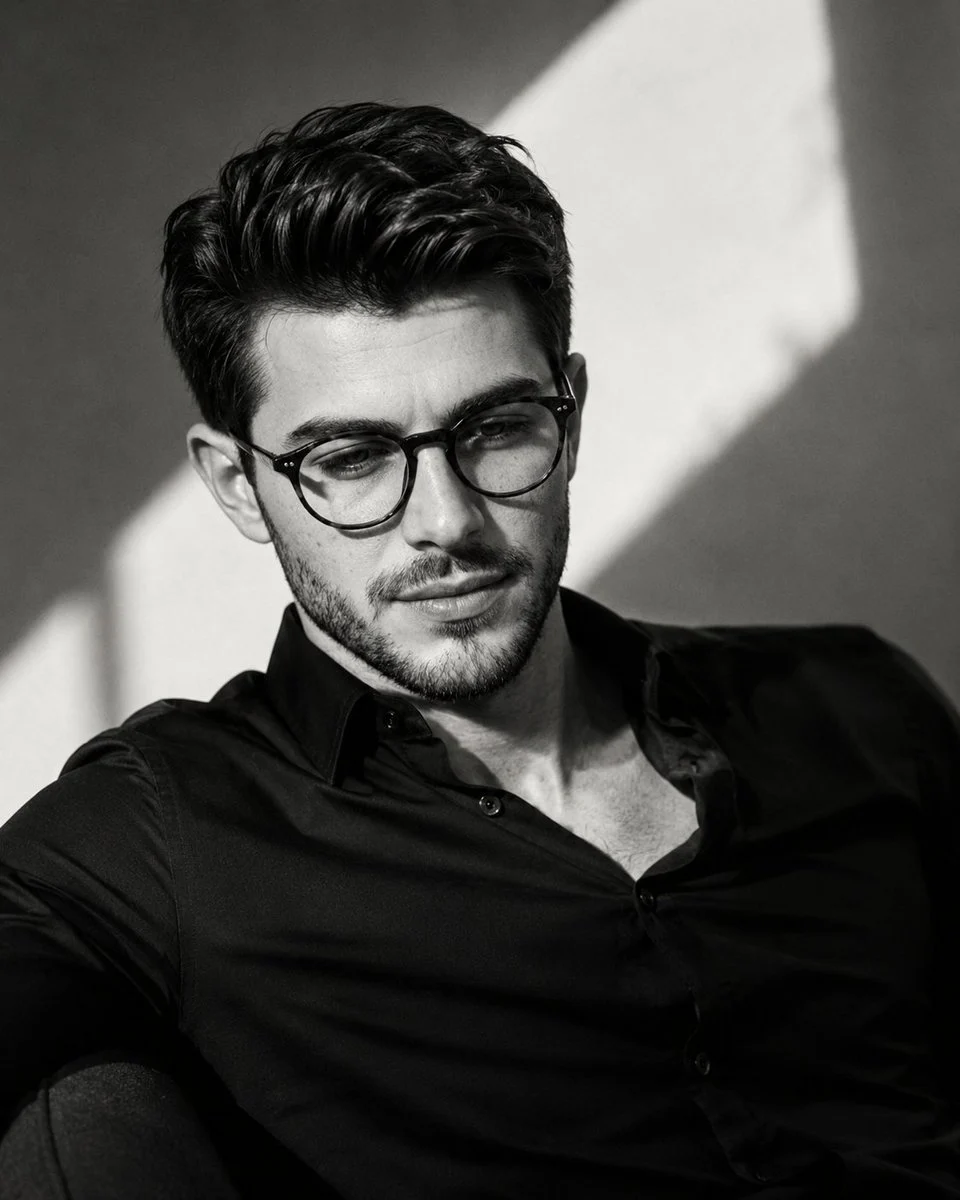 Cinematic Black White Editorial Portrait