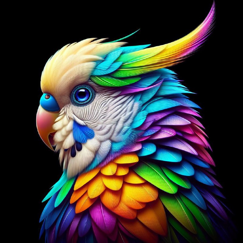 Budgie Cockatoo Hybrid With Fluorescent Rainbow Feathers
