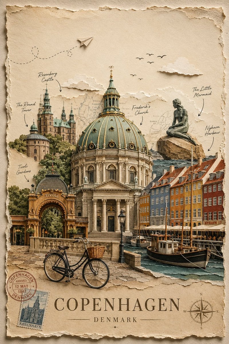Handcrafted Paper Collage Travel Poster