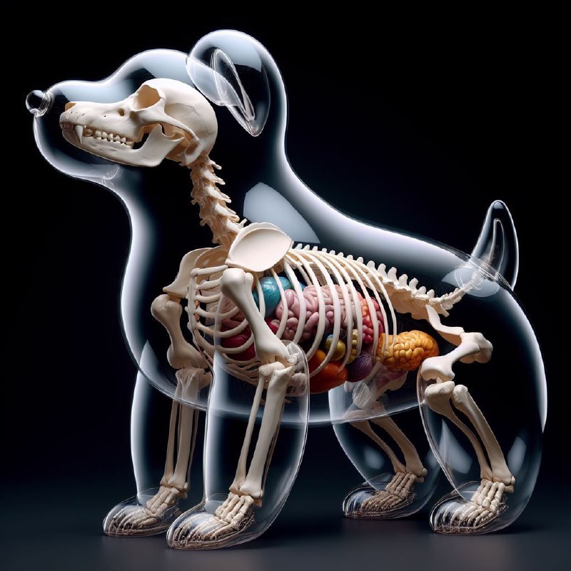 Transparent Balloon Dog Revealing Anatomical Model