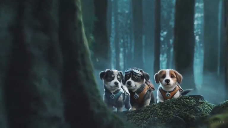 Prompt: Adventurous puppies