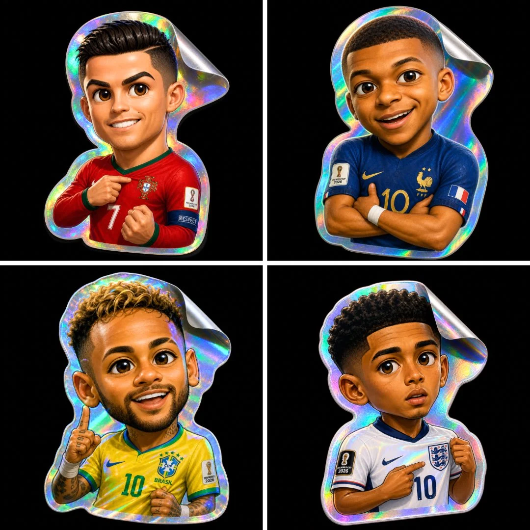 4K Holographic Chibi Soccer Sticker