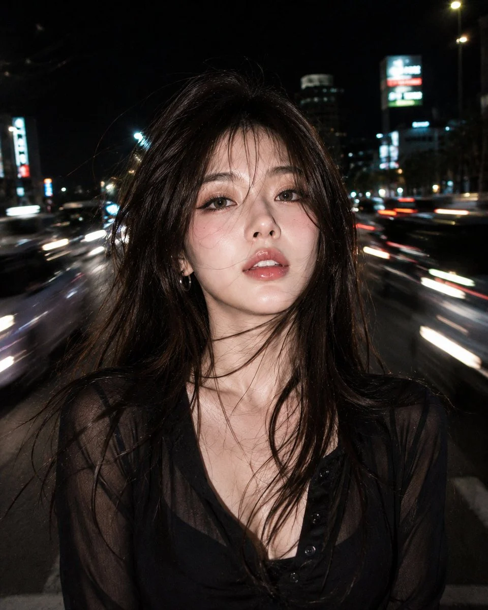 Night Flash Urban Beauty Portrait