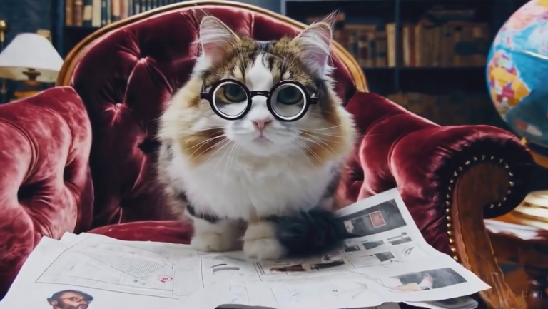 Prompt: Cat reading