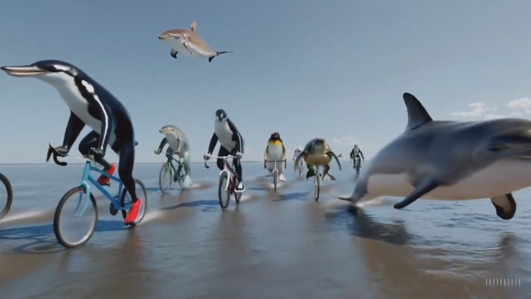 Prompt: Animals bicycle race