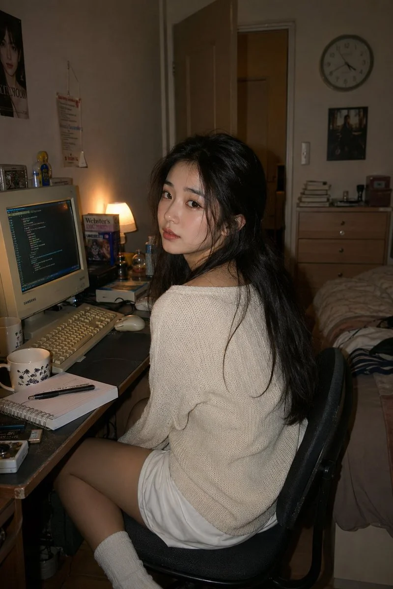Retro Coding Girl Midnight Glow