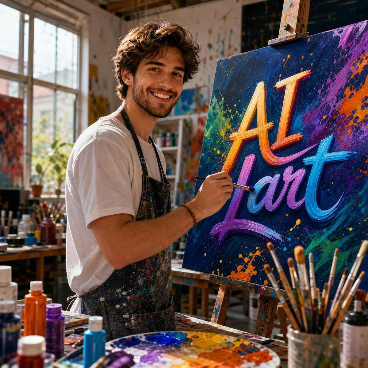 Colorful AI Art Studio Scenes