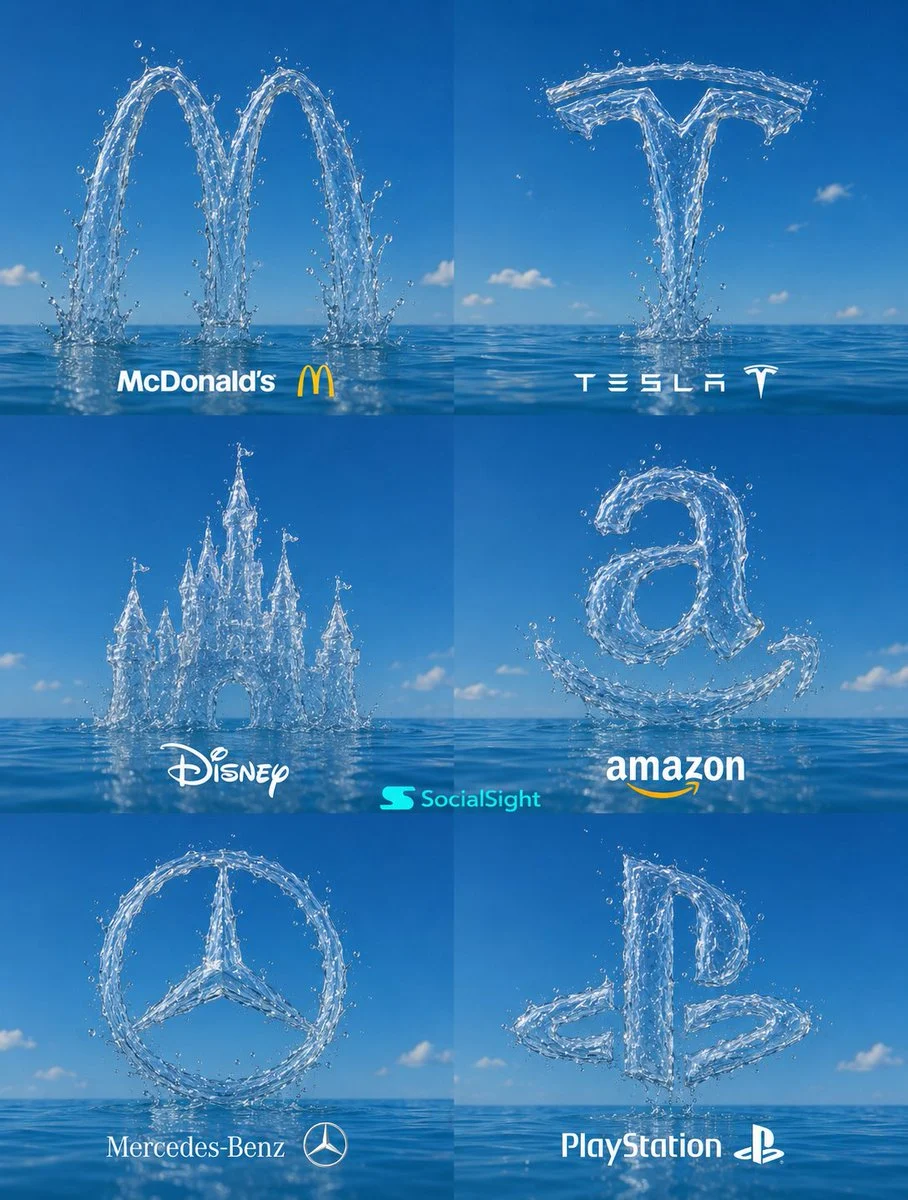 Water Sculpted Brand Logos Art