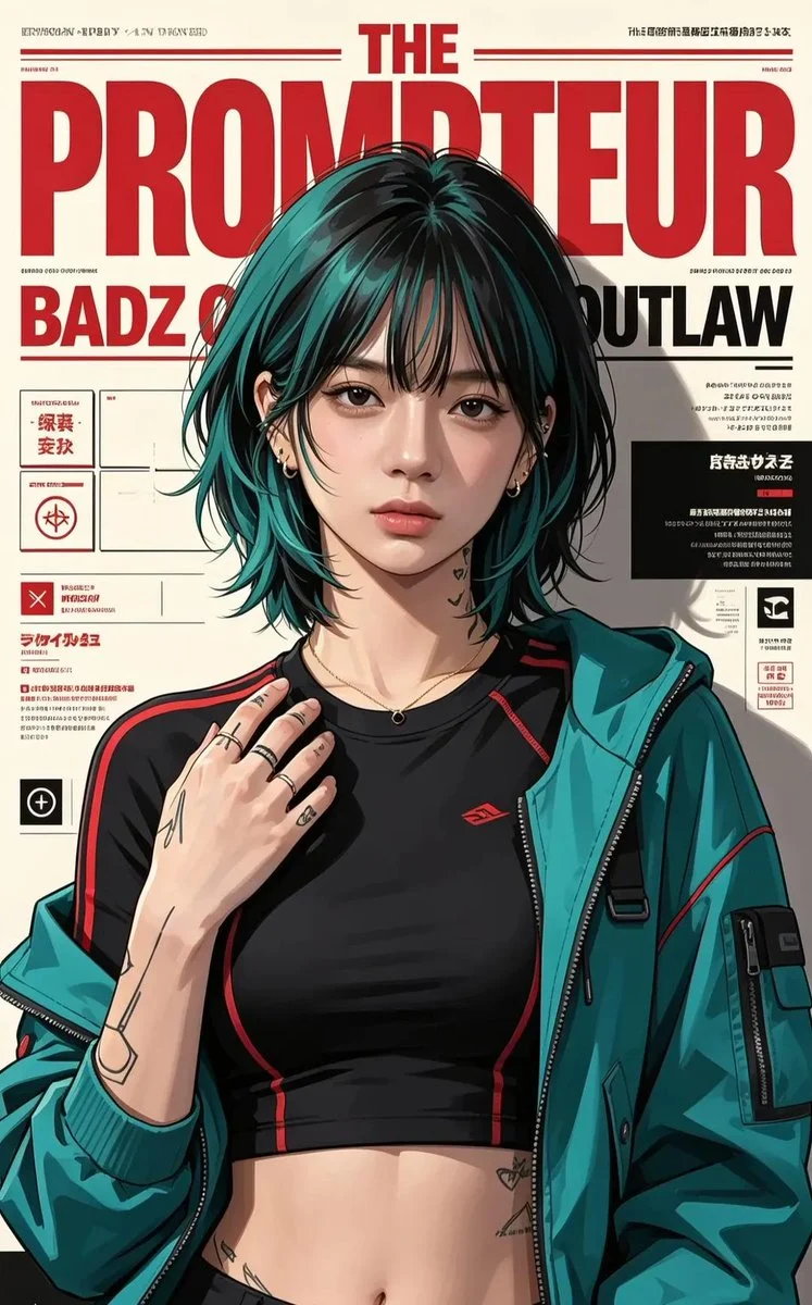 Cyberpunk Fashion Magazine Cover Girl