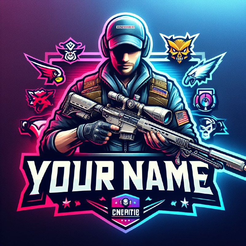 Cyberpunk Pirate Sniper Esports Logo in Neon Colors