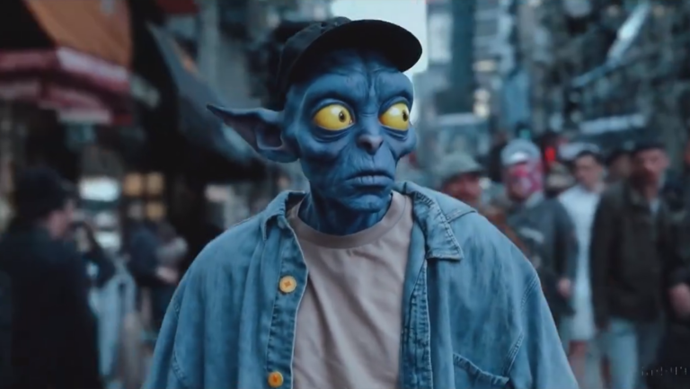 Prompt: alien paranoia in new york