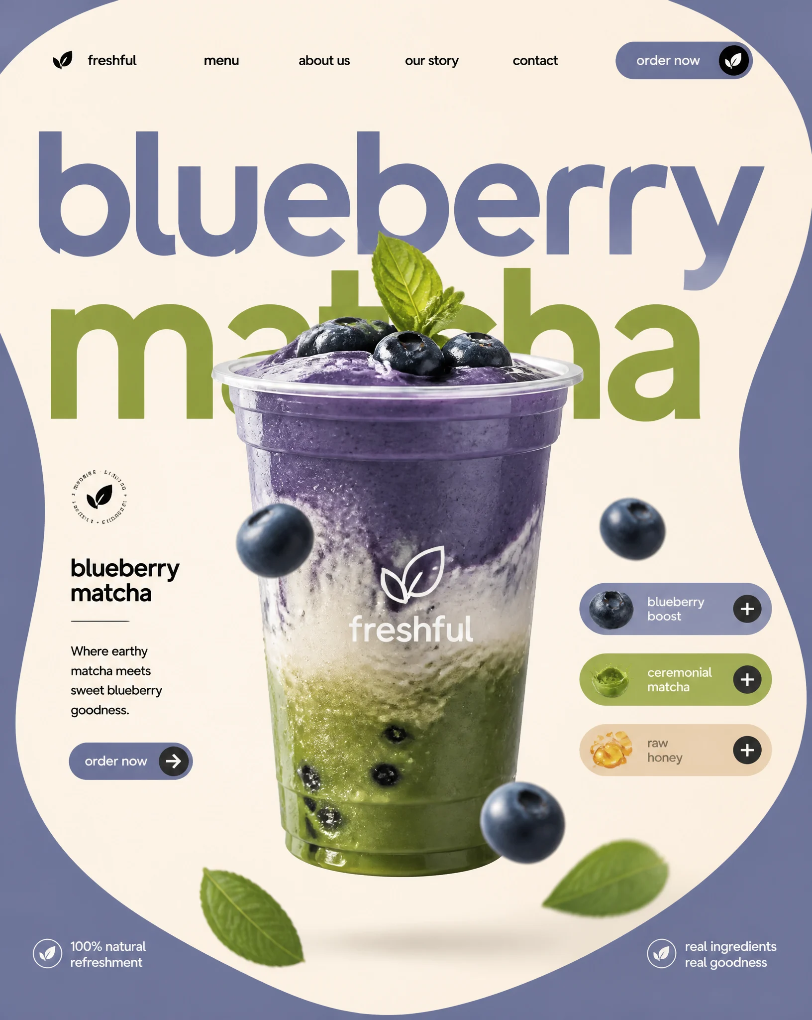 Blueberry Matcha Minimalist Ad