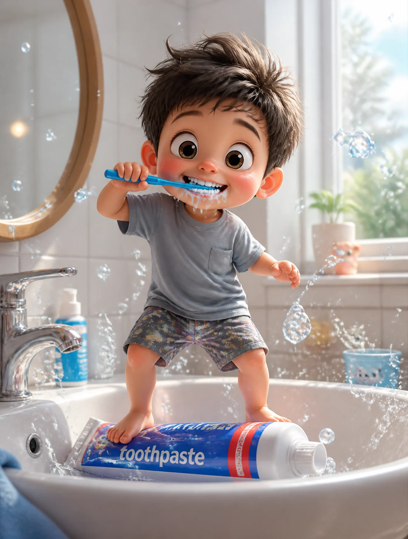 Cute Toddler Brushing Adventure