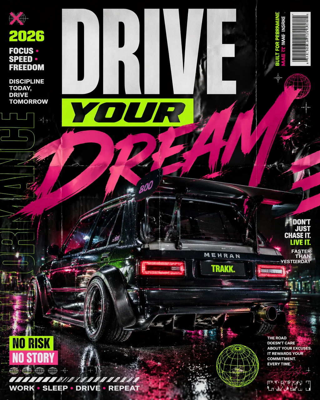 Neon Widebody Car Poster Design