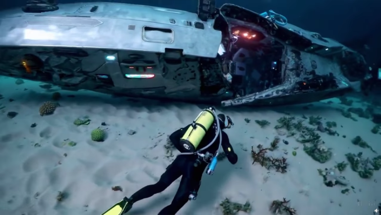 Prompt: A scuba diver find alien technology