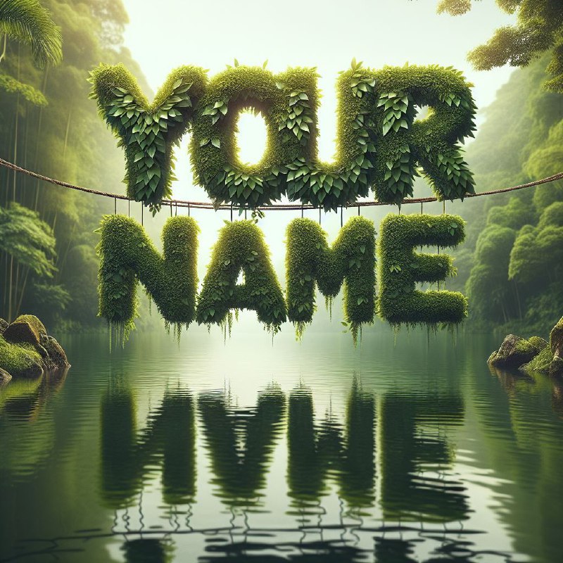 Leafy Letters Name Sign Hanging Over Tranquil Lake
