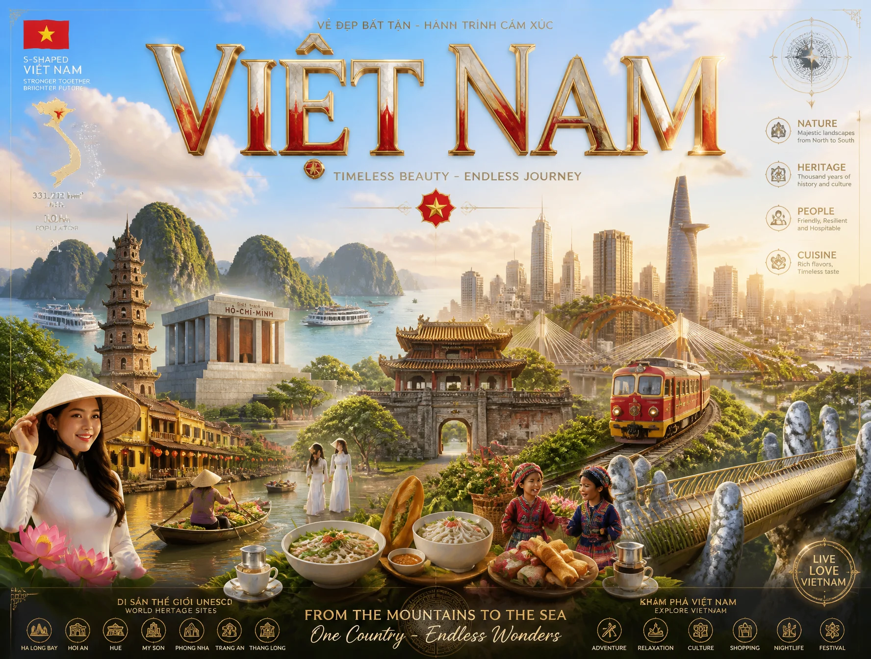 Vietnam Cinematic Luxury Travel Poster