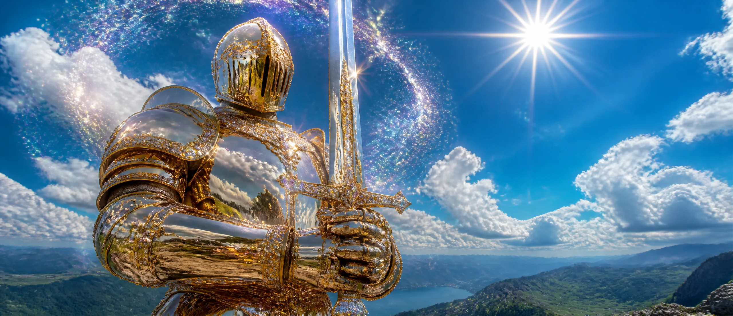 Golden Knight Cosmic Stardust Portrait