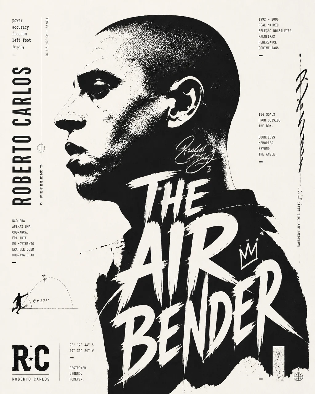 Roberto Carlos Typographic Portrait Poster