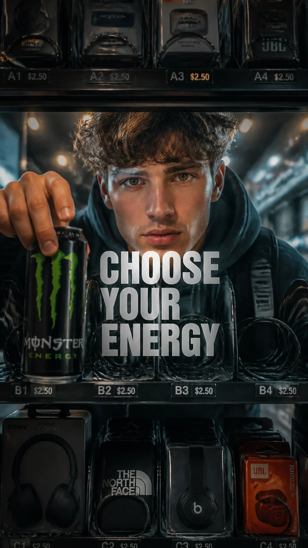 Vending Machine Energy Ad Poster